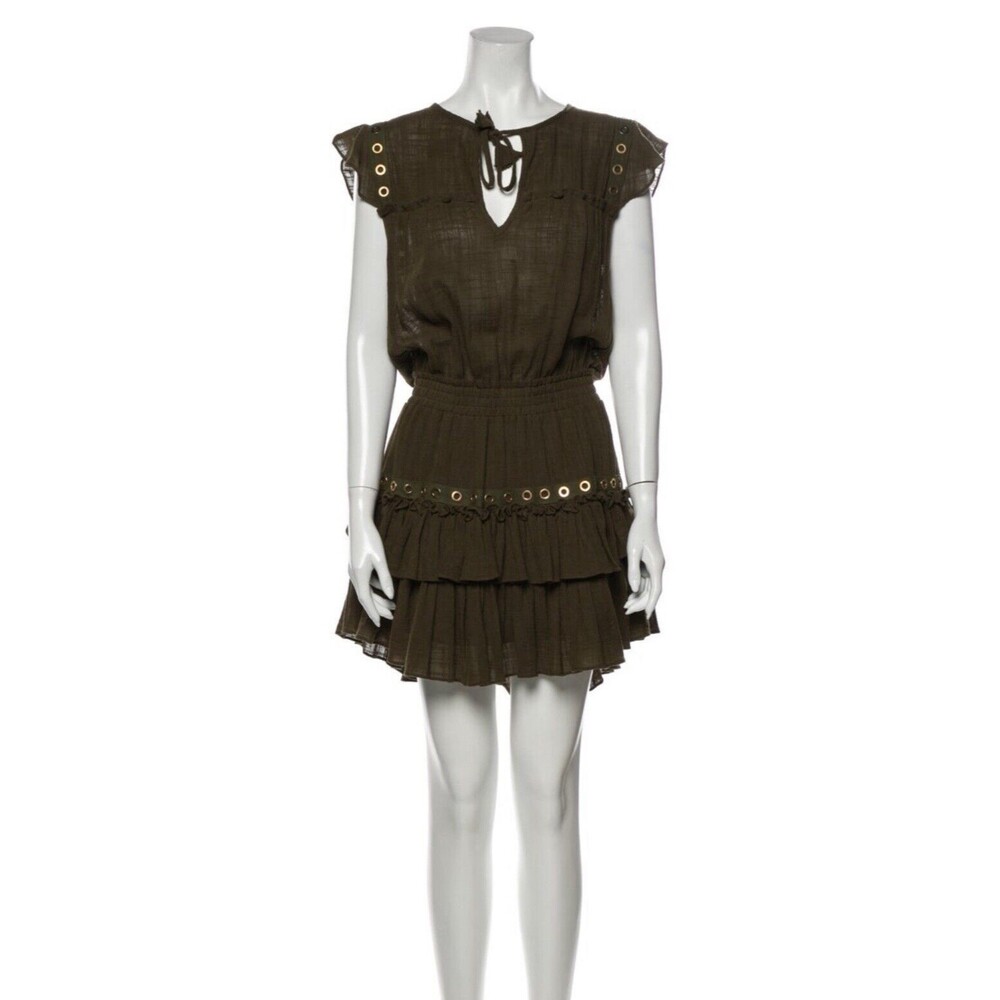 EUC. Misa Los Angeles Mini Dress W Grommet Ruffle Detail. Size S